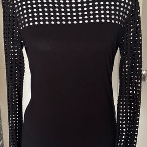 Armani Exchange Black Cutout Sleeve Blouse